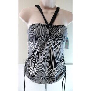 NEW Bathing suit tankini Sports Bra southpoint black white geometric bandeau S